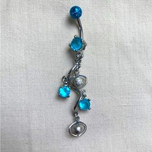 Blue Silver Belly button Ring surgical stainless steel  belly button-2 …